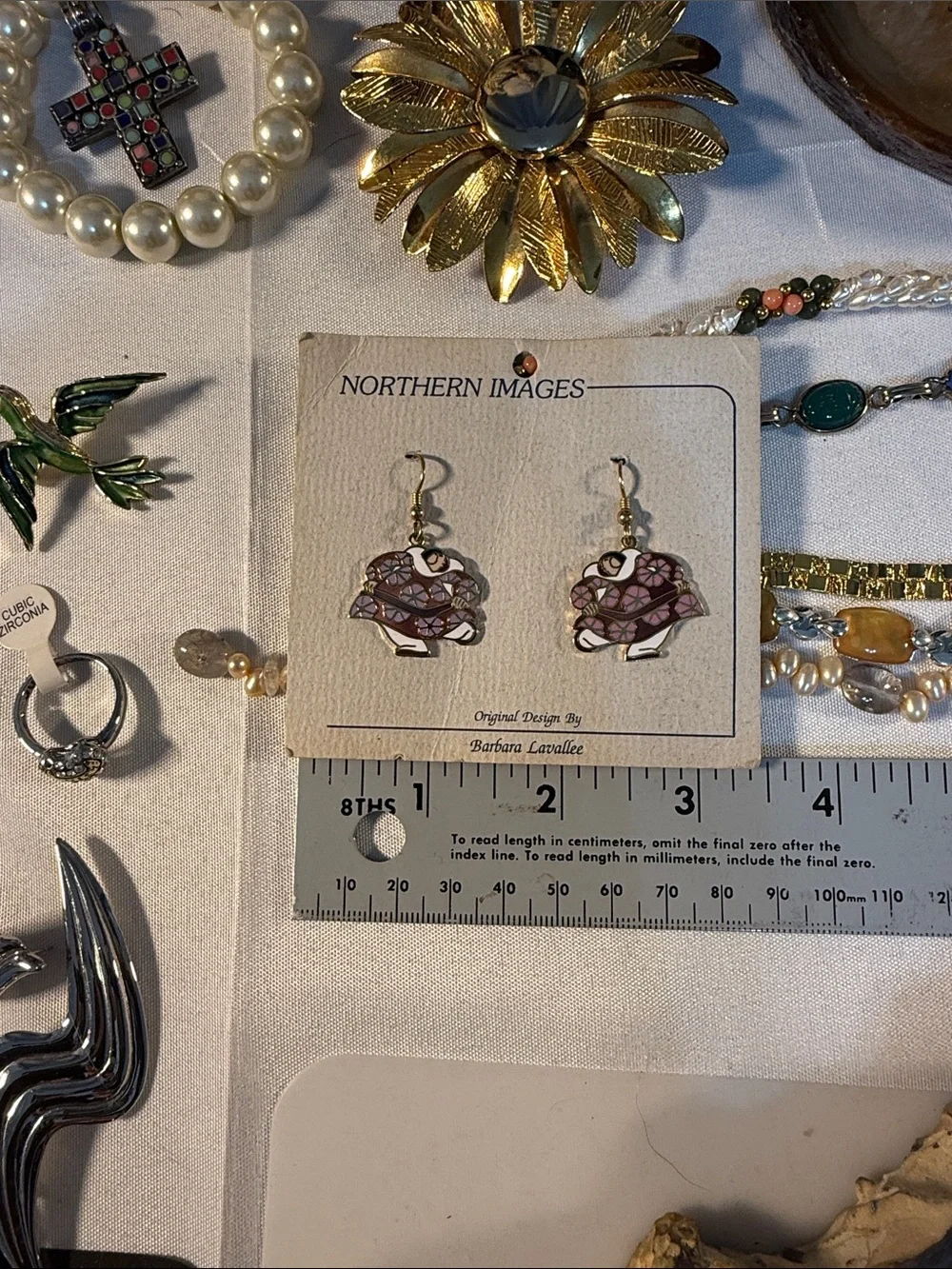 Vintage B Lavallee Purple Floral w Family Enamel Earrings & brooch set Guc